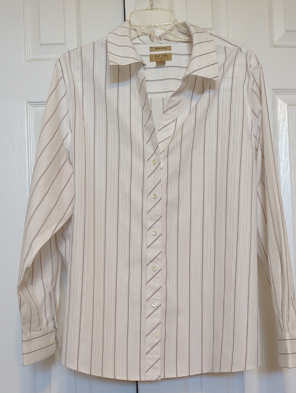Gold Label Investments No- Iron Blouse White Striped 20W